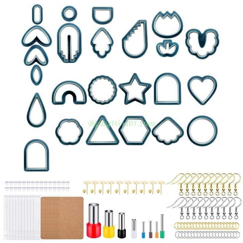 24TE 142pcs Clay Cutters Set 24 Shapes Plastic Clay Cutter Kit Jewelry Mold Earring Making Accessories Kids DIY Clay Tools