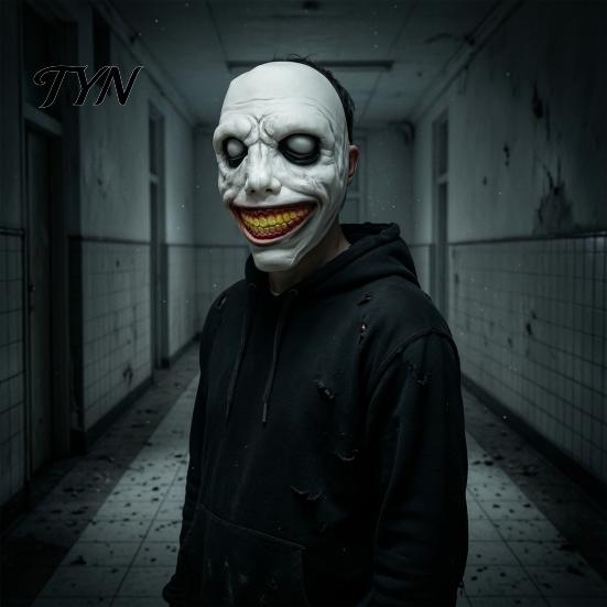 Maschera in Lattice Jack Esorcista Tema Thriller Traspirante Halloween, Faccia Jack a Doppio Strato Raccapricciante Maschera Dettagliata Faccia Malvagia Copricapo per Festa,