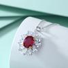 High-end Red Zircon Flower Pendant, Ruby Necklace, Women's High-end 925 Sterling Silver Collarbone Chain.