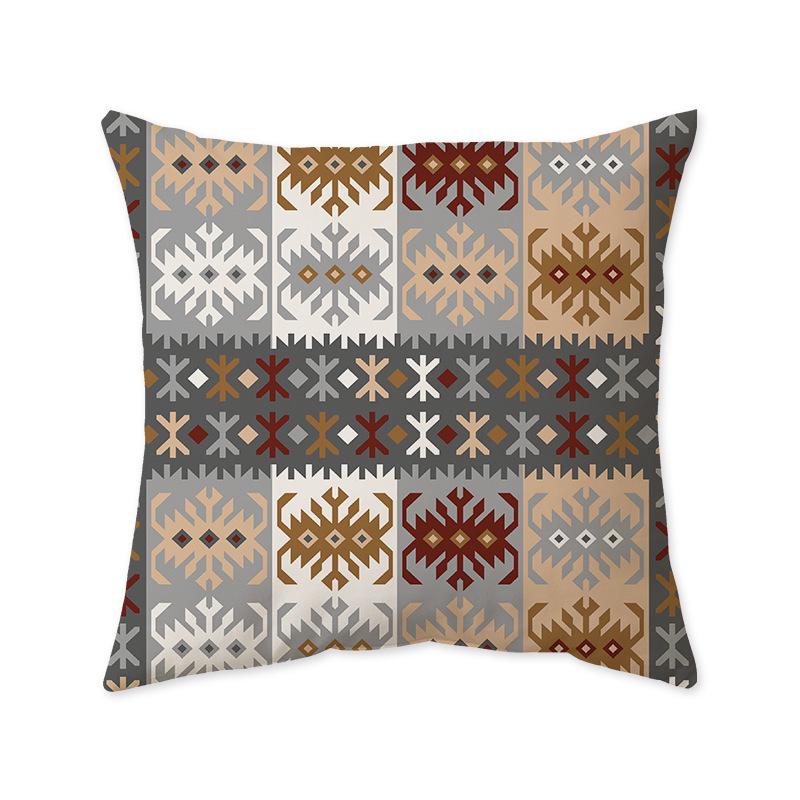 Nordic Geometric Ultra-Soft Cushion Cover, Retro Indian Light Luxury Sofa & Bedroom Lumbar Pillow