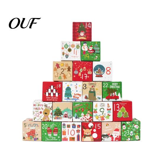 DIY Holiday Gift Packaging 24 Pcs Christmas Advent Calendar Boxes, Days Countdown Box, Party Favor Containers Empty Cardboard Number Box To
