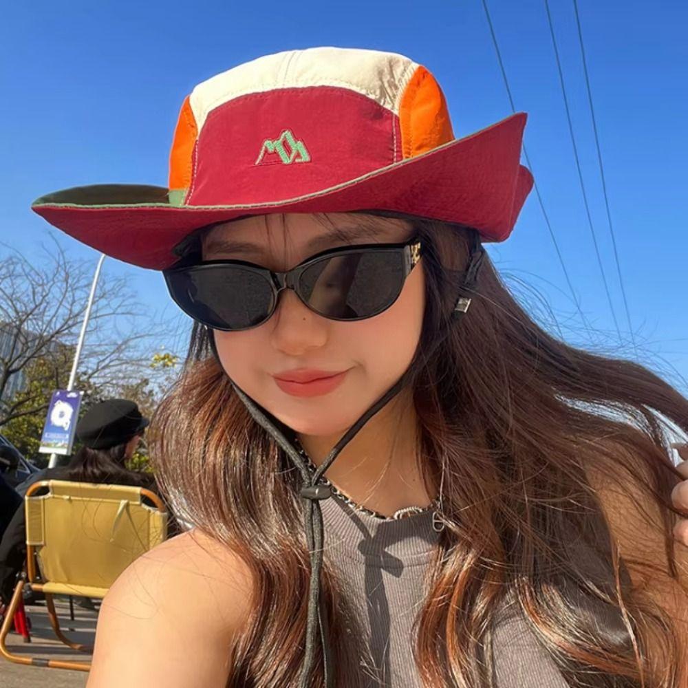 Adjustable Contrasting Color Bucket Hats Quick Drying Sun Protection Fishing Caps  Holiday