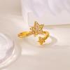 Zircon Star Ring for Women Stainless Steel Sparkle Double Stars Gold Color Ring Wedding  Couple Jewelry Party Gift Anillo