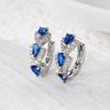 New Luxury Trendy Blue Cubic Zirconia Hoop Earrings for Women Minimalist CZ Geometry Earrings Elegant Wedding Jewelry Gift