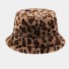 Women Winter Hat Flat Dome Leopard Print Basin Hat Thickened Warm Plush Bucket Hat Warm Knit Outdoor Hat