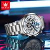 OLVES Brand Original Mechanical Watch Mens Luxury Skeleton Automatic Watch Luminous Stainless Steel Tourbillon Watches For Man