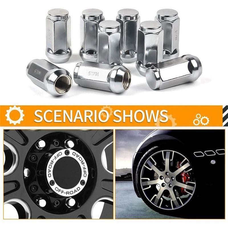 QB-24Pcs Car Lug Nuts M14X1.5 Thread Cone Seat Car Wheel Nuts Parts Accessories For Ford Silverado GMC 1999-2019