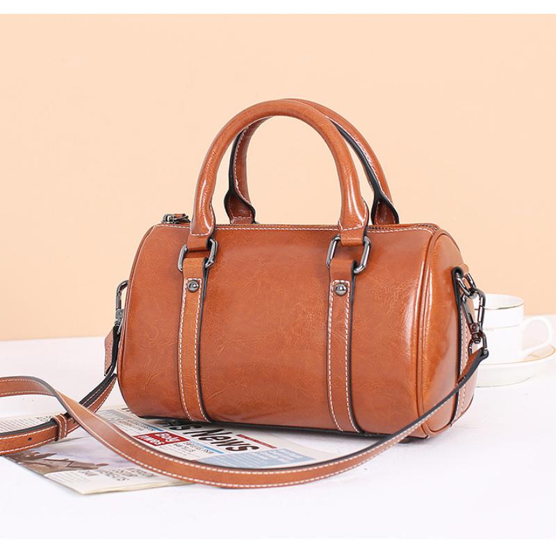 Genuine Leather Women's Messenger Bag New Boston Handbag Women's Niche High-end Shoulder Bag