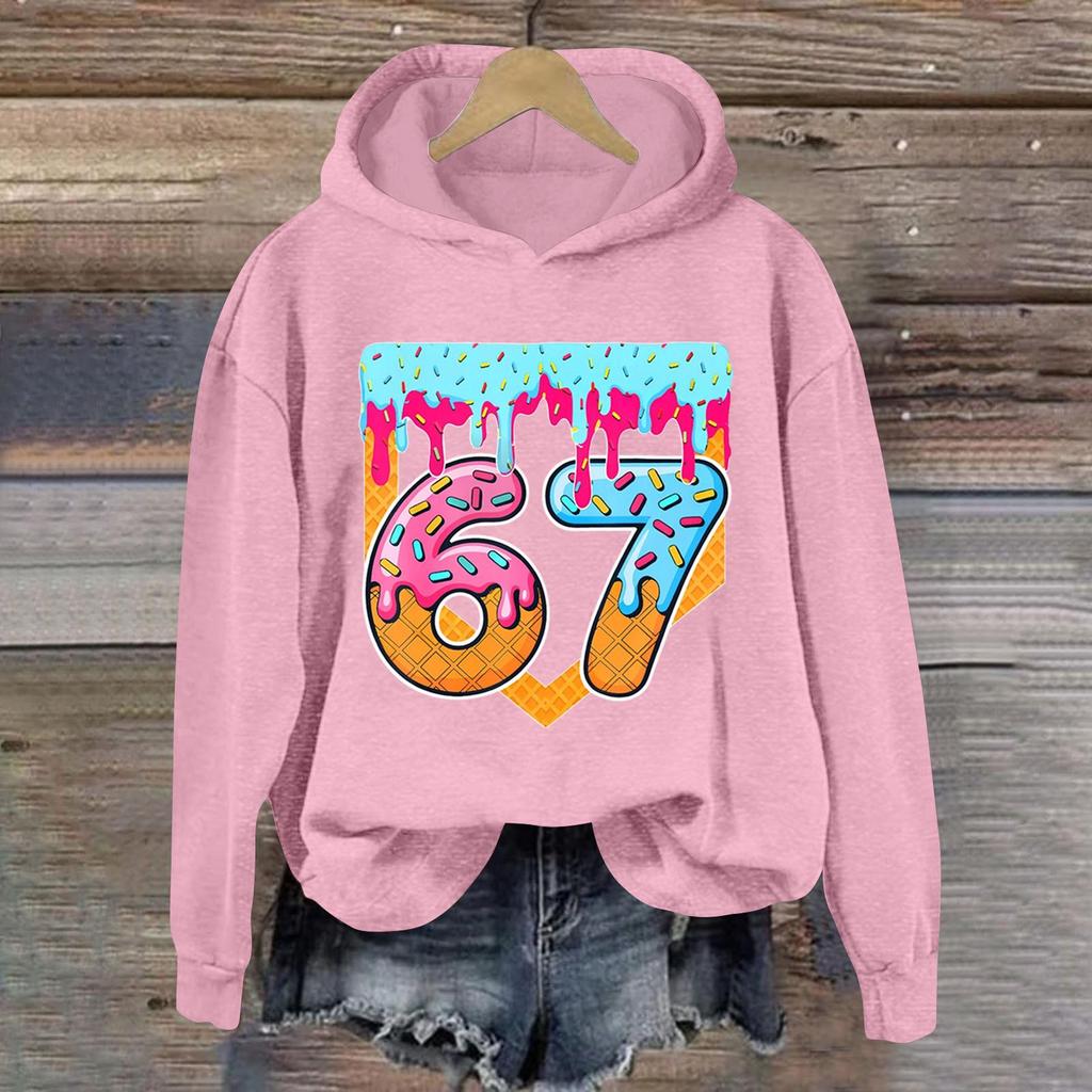 Damen Modisches Lässiges Langärmliges Bedrucktes Kapuzensweatshirt