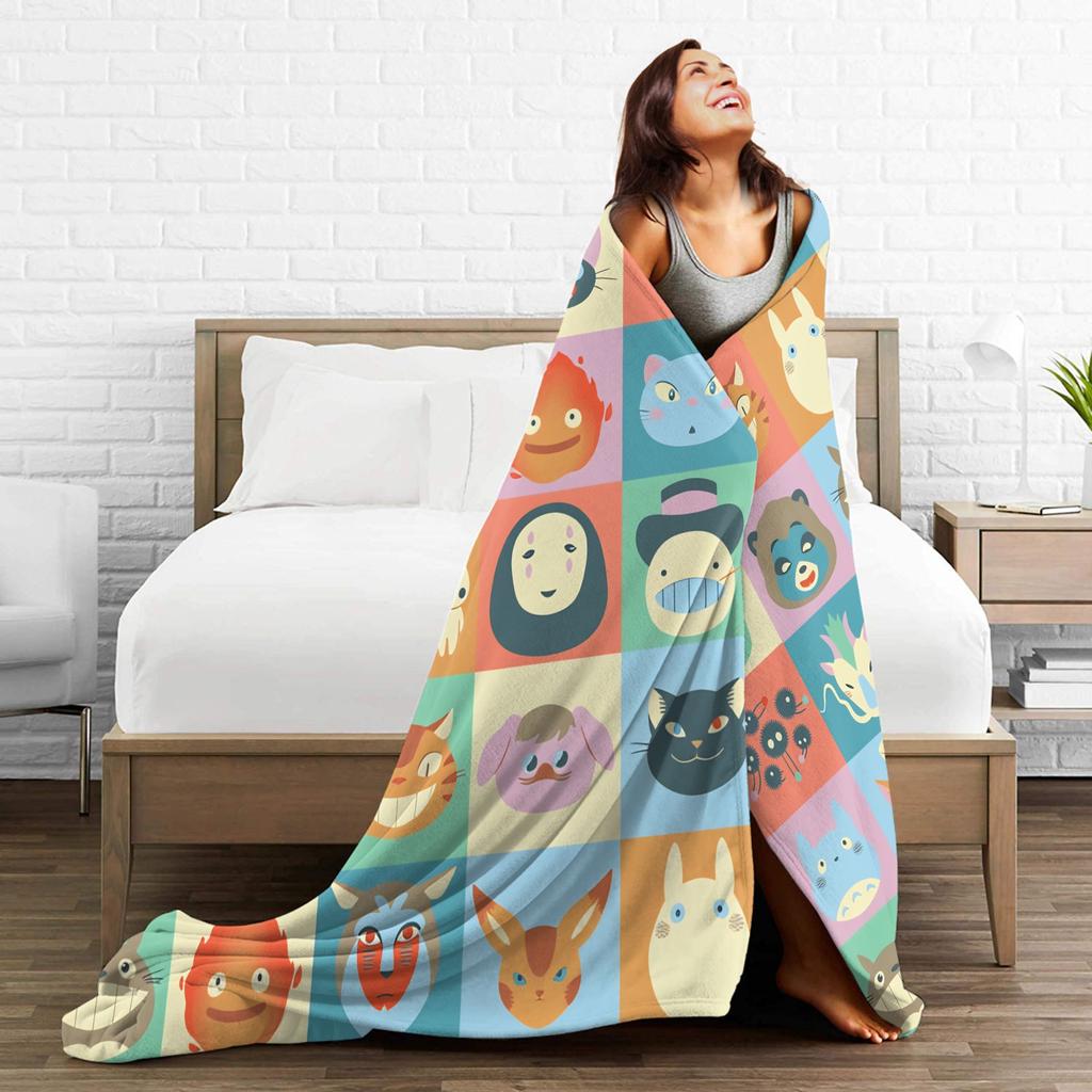 Japanese Blanket T-Totoros Travel Flannel Throw Blanket For Couch Bed Soft Custom DIY Quality Bedspread Gift Idea