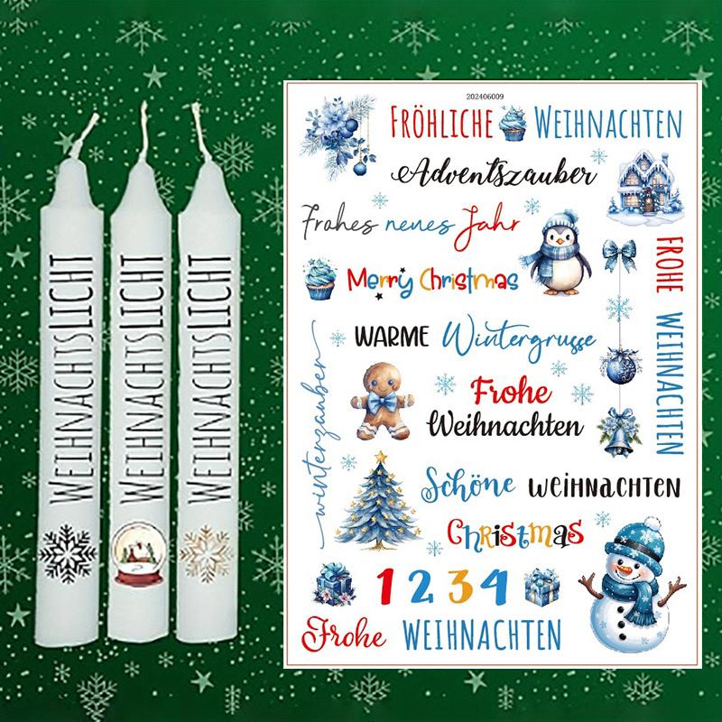 Рождественские наклейки на свечи Атмосфера вечеринки Свеча Водная наклейка — фото 10