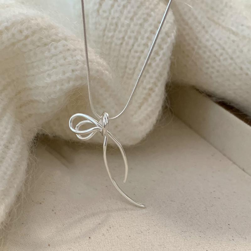 Серебряное колье-бант 925 пробы Элегантный геометрический кулон Чокер Подарок на день рождения для женщин Изысканные украшения