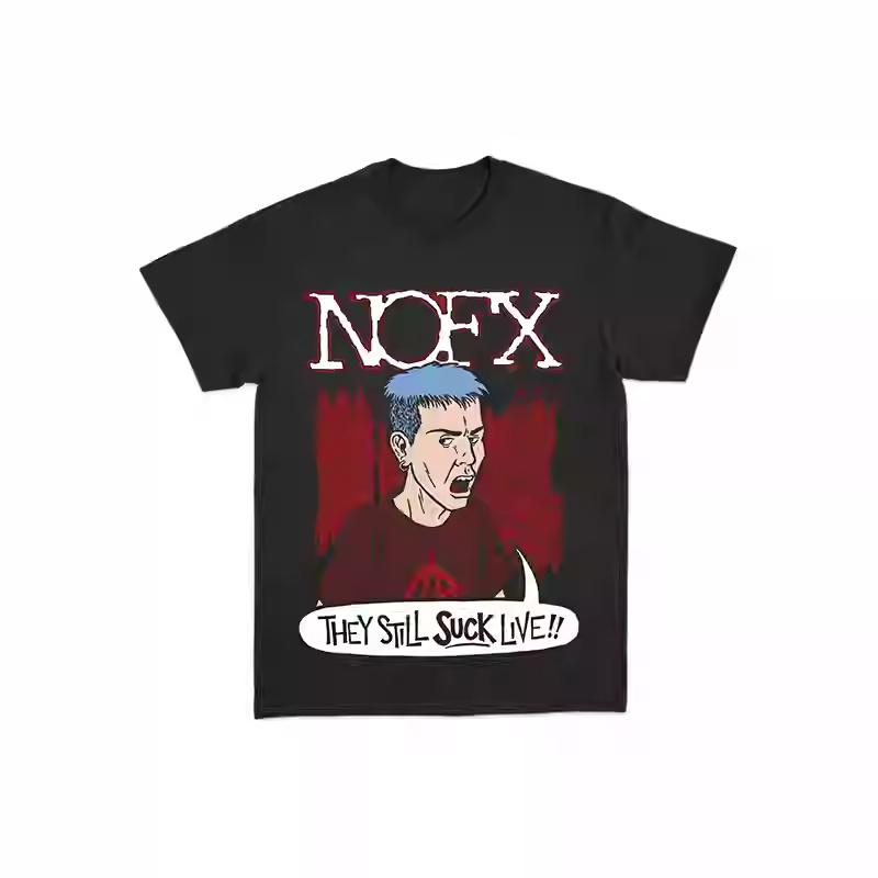 2026 New NOFX Punk Band Album Rock Red Shark Rabbit American Loose Unisex ShortSleeve TShirt
