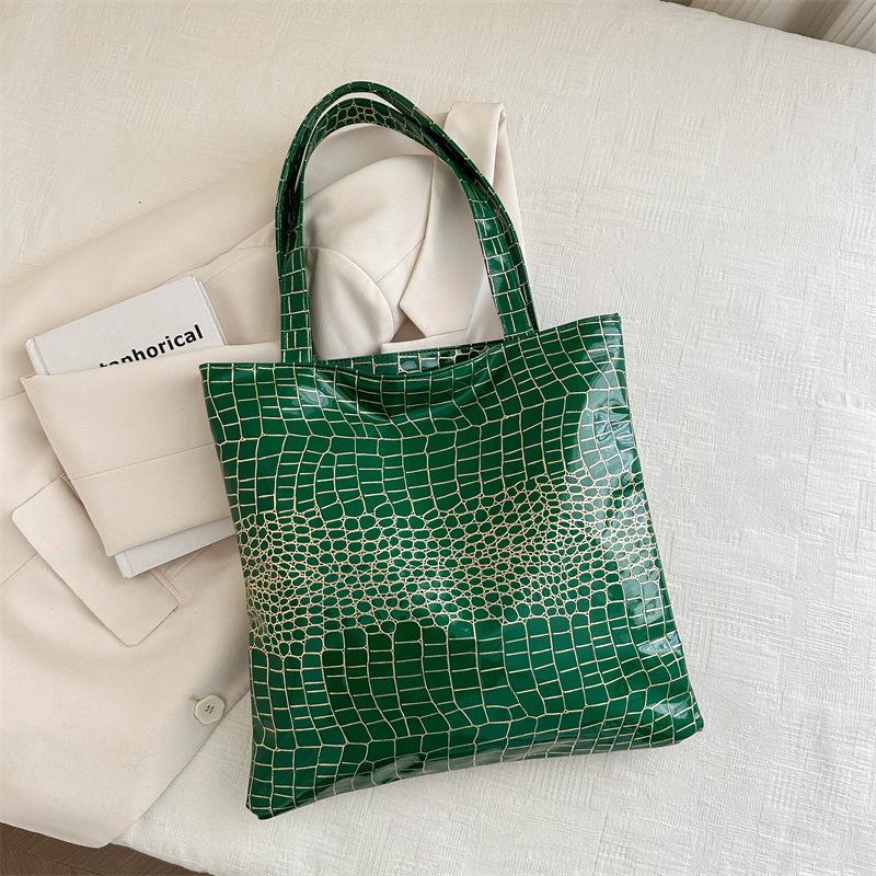 

Большая вместительная текстурированная сумка через плечо, женская универсальная сумка подмышкой, сумка-тоут для поездок на работу зелёный