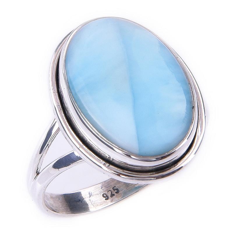 Natural Republic Larimar Gemstone Handmade 925 Sterling Silver Ring Size 10 e9C01