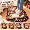 Christmas Theme Pattern Sleeping Cat Floor Mat Plush Cartoon Doormat Carpet  for Living Room