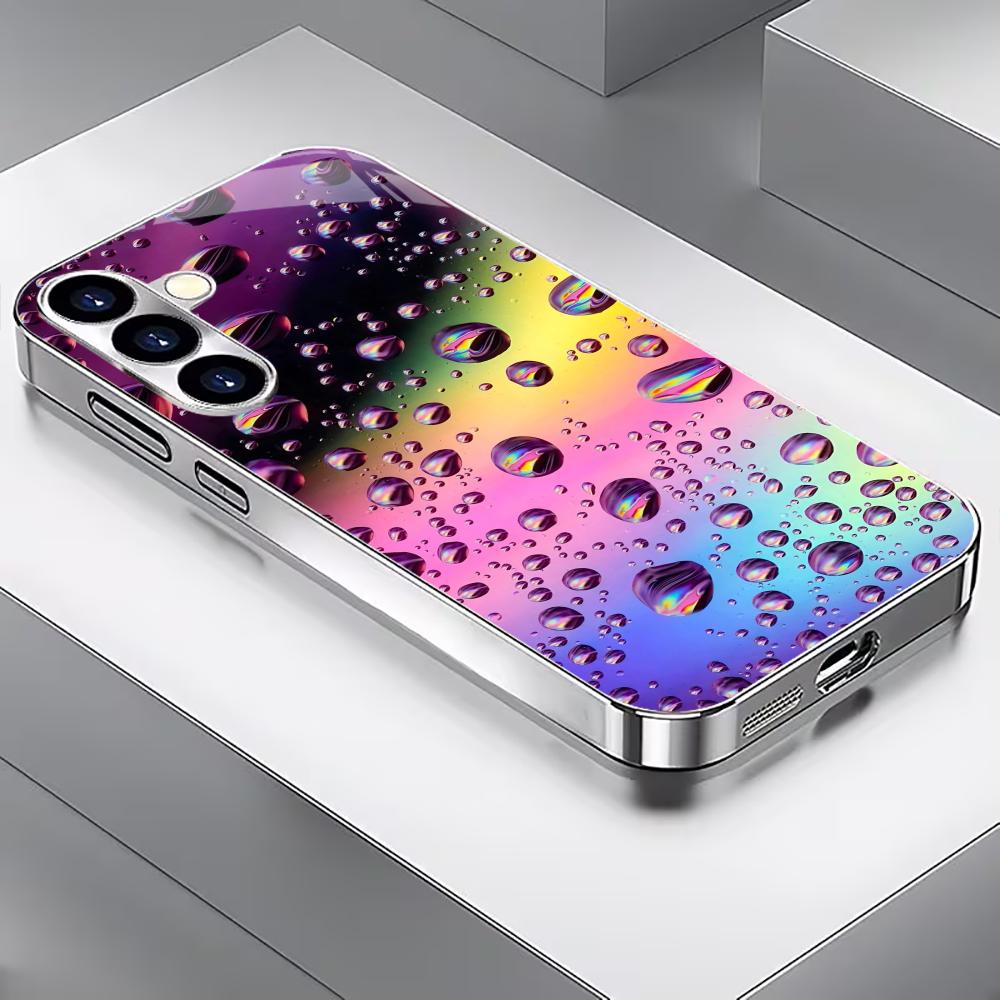 Color water droplet electroplated glass phone case suitable for Samsung Galaxy S26 S25 S24 S23 S22 S20 FE/Ultra/Plus anti drop