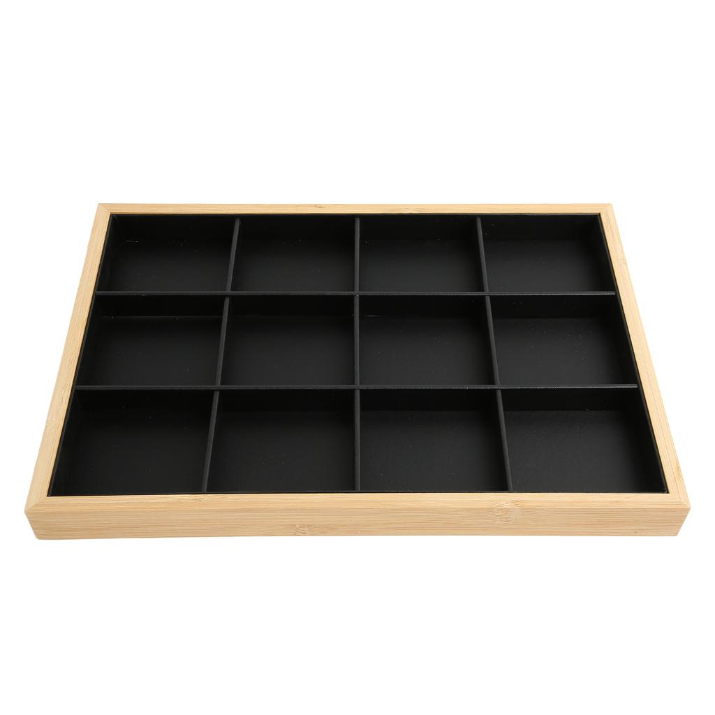 12 Grids Jewelry Tray Organizer PU Leather Black Jewelry Display Tray for Women Girl