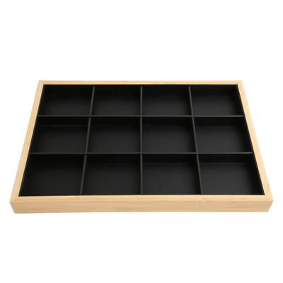12 Fächer Schmucktablett Organizer PU-Leder Schwarz Schmuck-Präsentationstablett für Frauen Mädchen