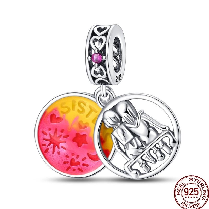 100% Copper Sister Friend Charm Love Heart Blessing Series Suitable For 3Mm'S Bracelet Ladies Fine Jewelry Gift