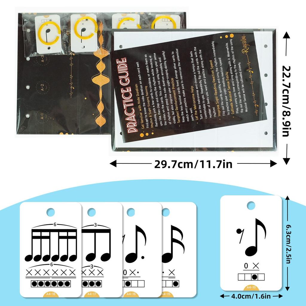 Musical Rhythm Learning Flash Cards for Drum Develop Proficiency Guitar