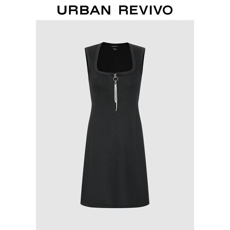 Women s Rhinestone Chain Zipper Sleeveless Dress XL