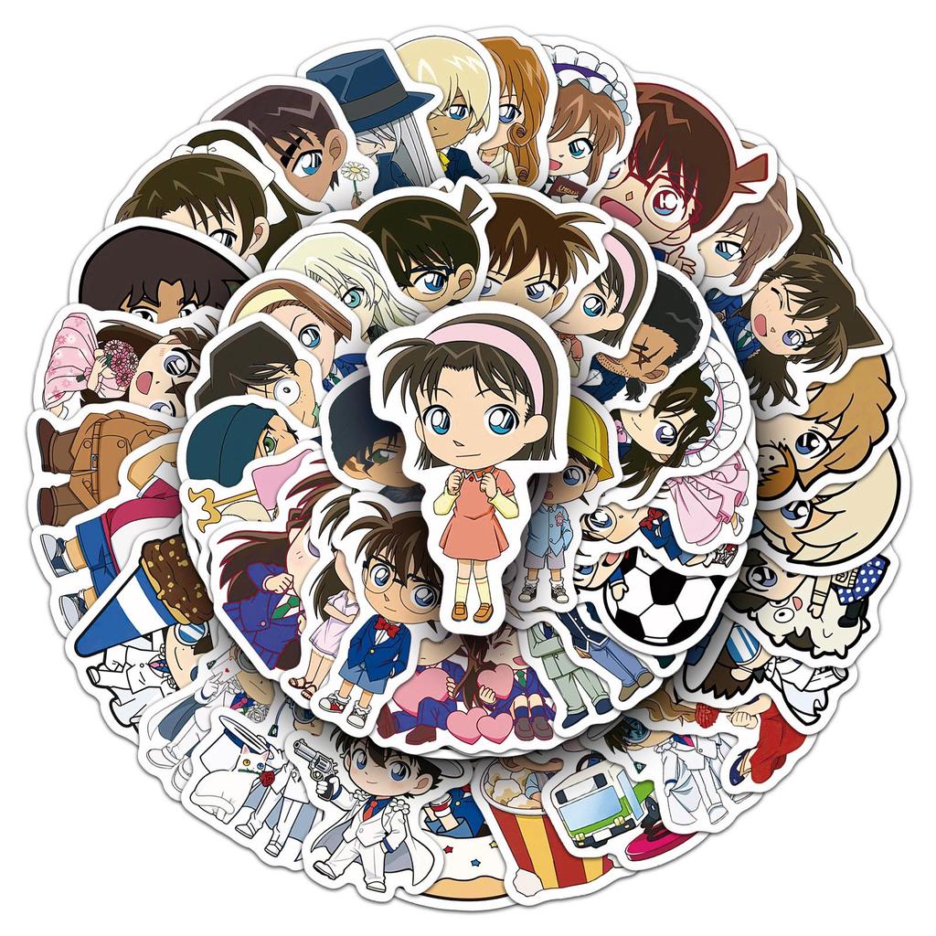 50 Q Version Detective Conan Anime Stickers for DIY Decoration On Water Bottles, Computers, Phones, and Tablets.