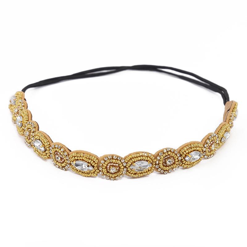 Этническая Винтажная Богемная Эластичная Повязка на Голову из Бисера Ручной Работы Аксессуары для Волос