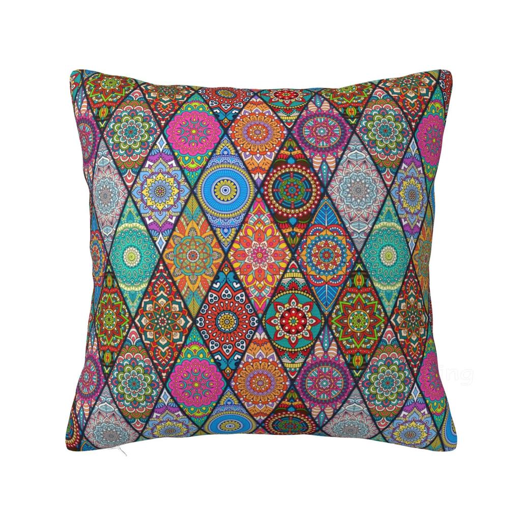 Boho Ethnic Traditional Pattern Pillowcase Home Office Car Body Pillow Case Cover Soft Cozy Cushion Cover for Sofa Bed 50x50cm