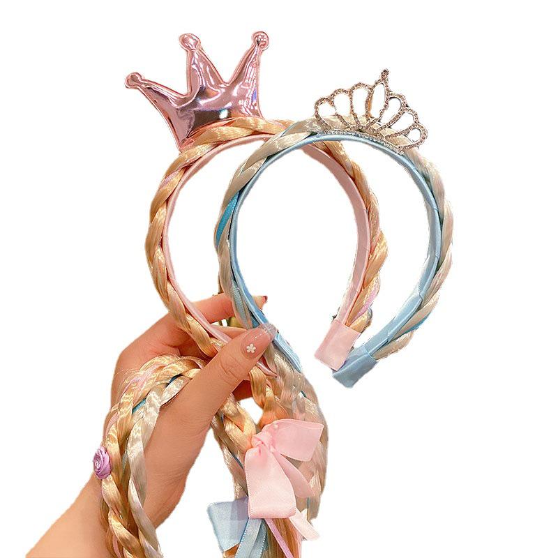 Bevroren Gevlochten Pruik & Prinsessenkroon Haaraccessoires voor Meisjes