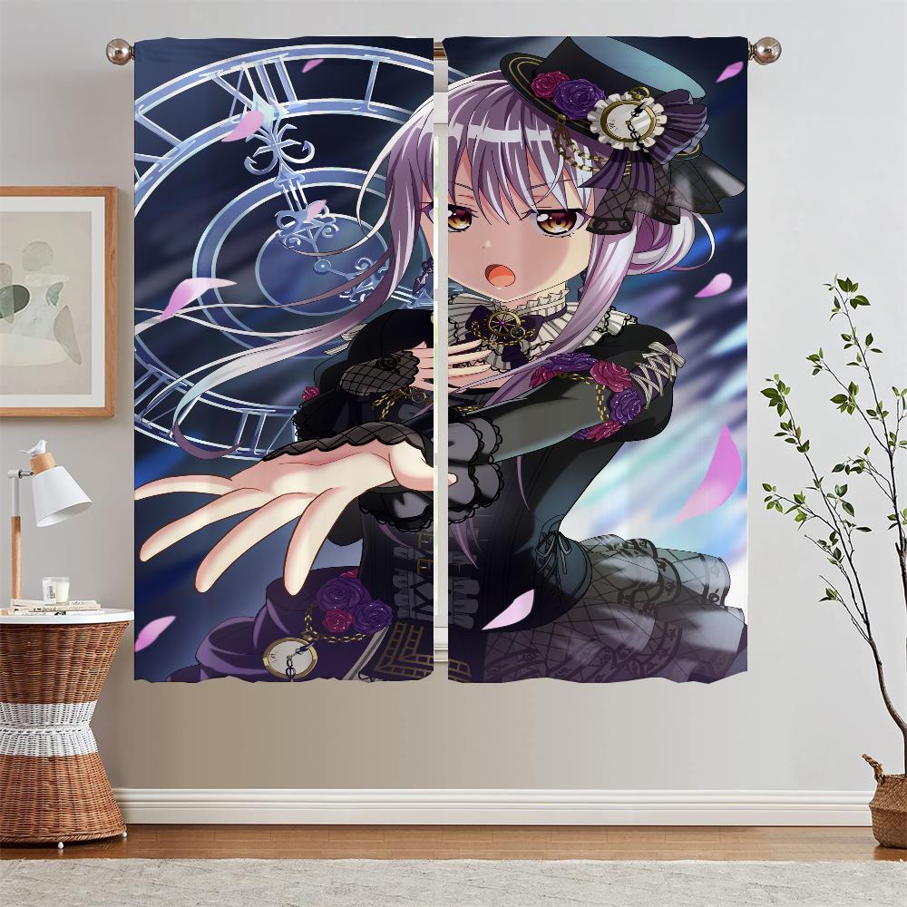 

Шторы Bang Dream Black Out для дверей Короткие оконные шторы в гостиной Декоративные щупальца Подхваты для штор Blackout W50xH70cmx2pcs-CL