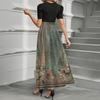 Women's Fashion Casual Belted Short Sleeve Round Neck Printed Elegant Temperament Dresses