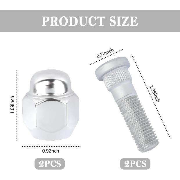 2 Set Wheel Stud Bolt Kit,M12X1.5 Wheel Bolts & Wheel Lug Nuts OEM#52950-14140,52950-M1000 For Front/Rear Wheel,Compatible With Hyundai Santa Fe
