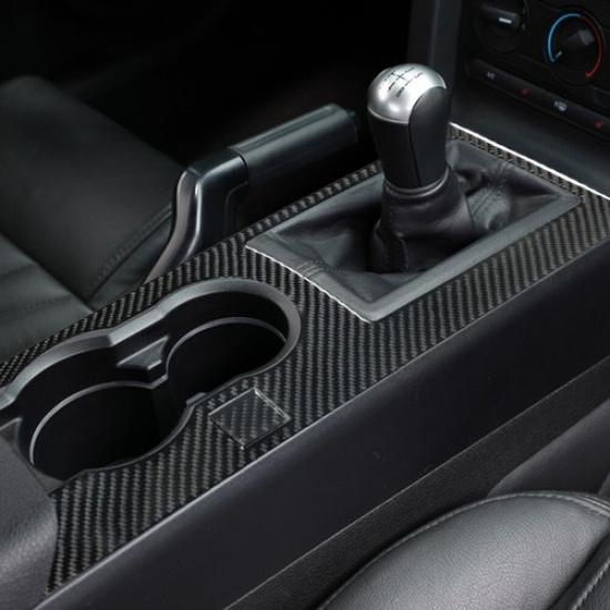 2Pcs Carbon Fiber Interior Gear Shift Cover Trim For Ford Mustang 2005-2009