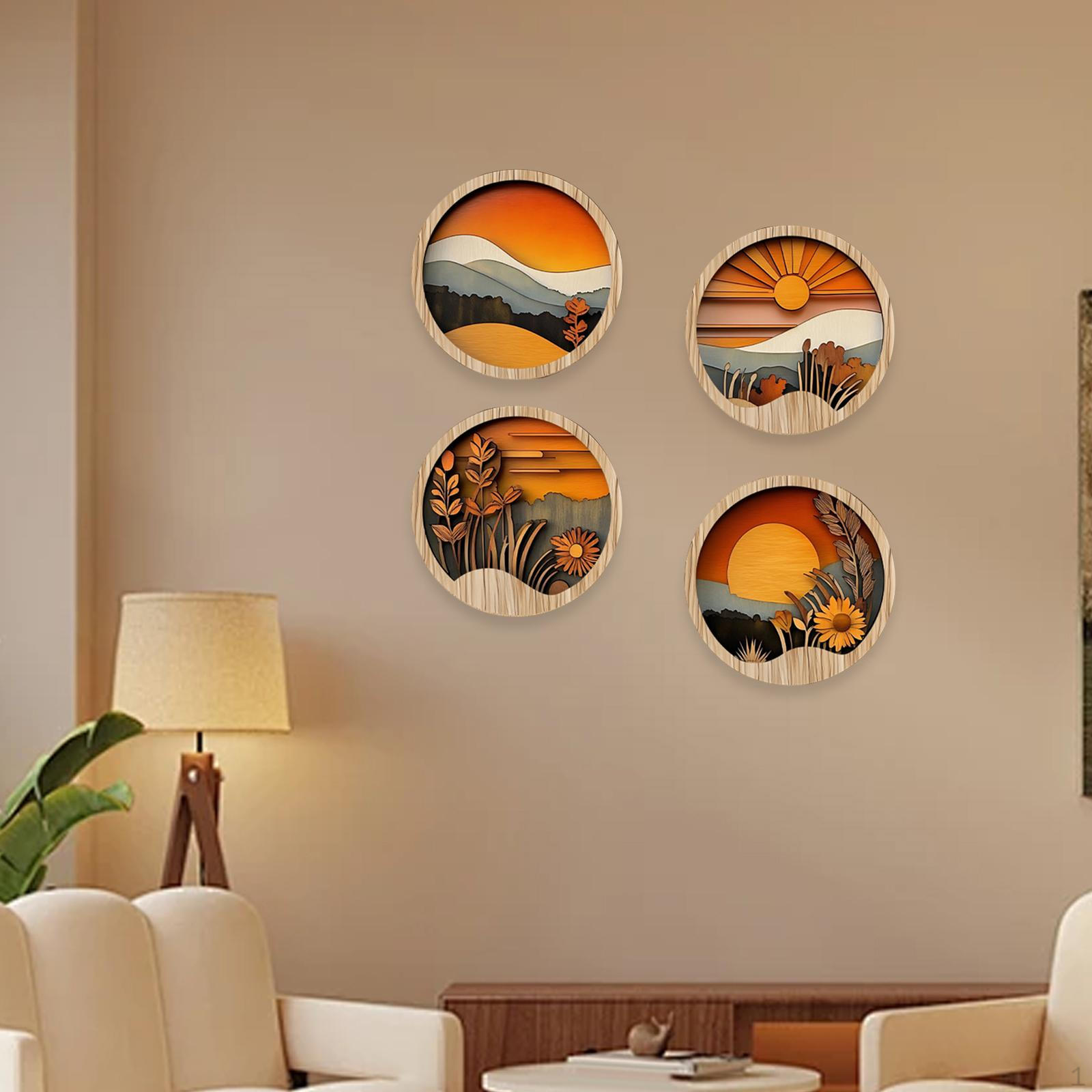 

4 Hanging Wood Signs Featuring Bohemian Designs for Home Style A