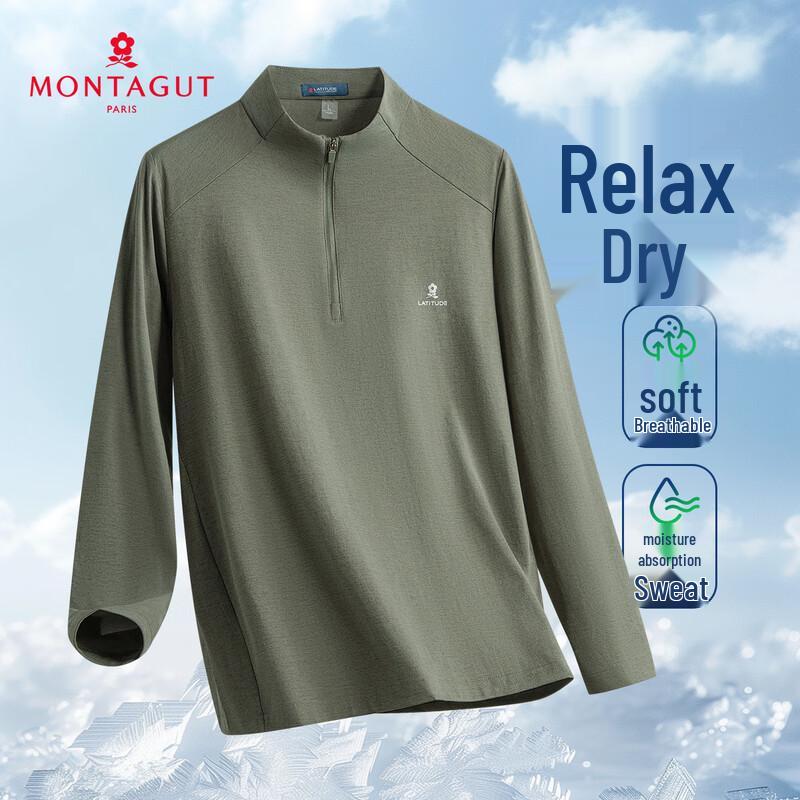 MONTAGUT Men s Embroidered Wool Blend Long-Sleeve T-Shirt 2XL