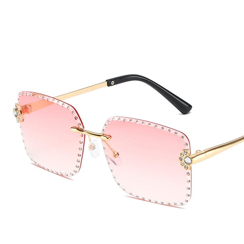 Vintage Fashion Rimless Square Diamond Sunglasses Women For Men Luxury Brand Designer Sun Glasses Metal Punk Popular Shades