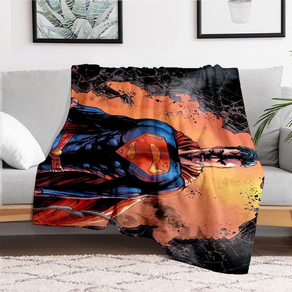 Superman Comic Book Cover Art Print PosterBlanket Flannel Throw Blanket for Sofa, Bed, Travel, Camping, Office, Couch, Chair