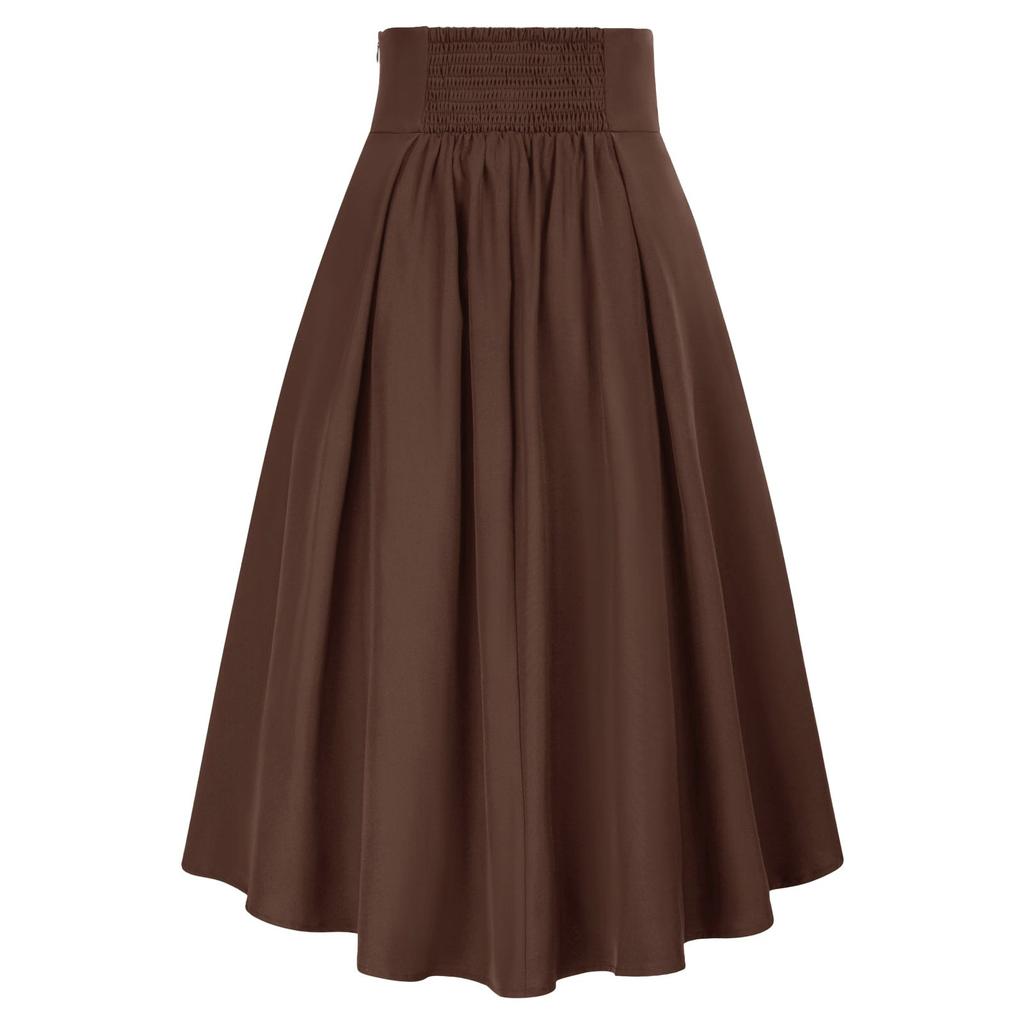 Womens Maxi Skirt Drawstring High Waisted Summer Long Skirts Lightweight Tiered Flowy Floral Pleated Skirts