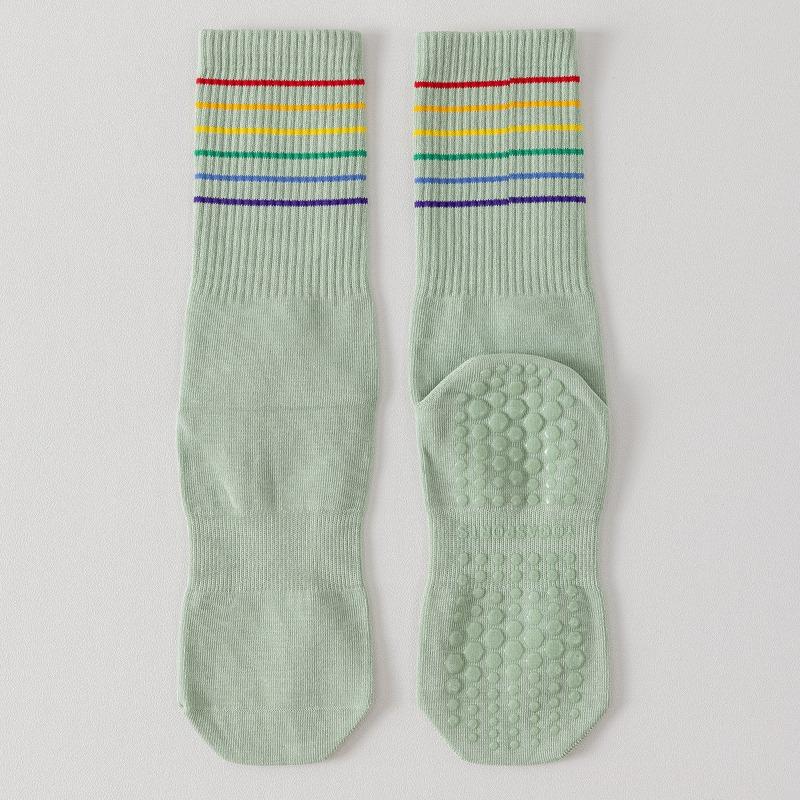 

Хлопковые носки для йоги, Нескользящие для пилатеса, спорта и отдыха, Носки до середины икры, Аэробика, Фитнес-тренировки, Бесшовные носки 1 pair зелёный