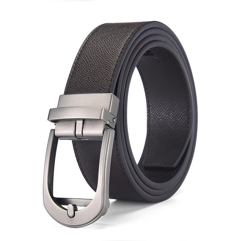 

Кожаный ремень, простой повседневный ремень из коровьей кожи с автоматической пряжкой из сплава, мужской ремень 130cm