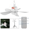 5W Portable Outdoor Ceiling Fan with Light with Remote Control and Extension Hook Cooling Device for Camping Gazebo Tent Patio