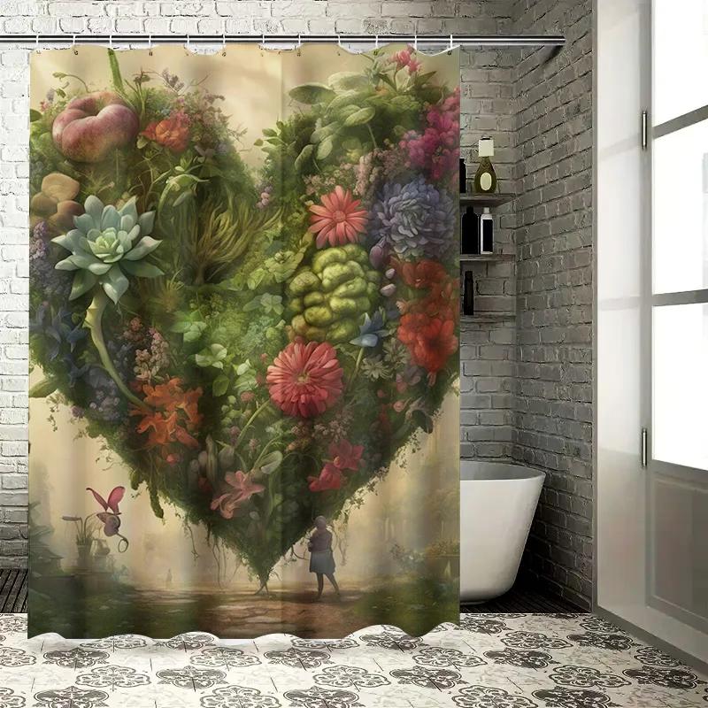 Heart Of Nature Waterproof Shower Curtain, Perfect For Any Bathroom, Vibrant And Unique Design, Modern Artwork