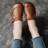 Spring and Autumn Women's Leather Shoes Single Shoes Retro Medium Heel Soft Sole Leather Shoes Versatile Leather Casual Mom Shoes