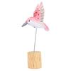 Wood Carving Hummingbird Ornament with Tree Stump/Bell Handcrafted Bird Figurine Statue Sculpture