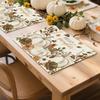 6pcs Hand-Painted Floral Pumpkin Placemats, Autumn Thanksgiving Kitchen Dining Table Decor, Home Party Restaurant Setting, White Pumpkin Table Mat