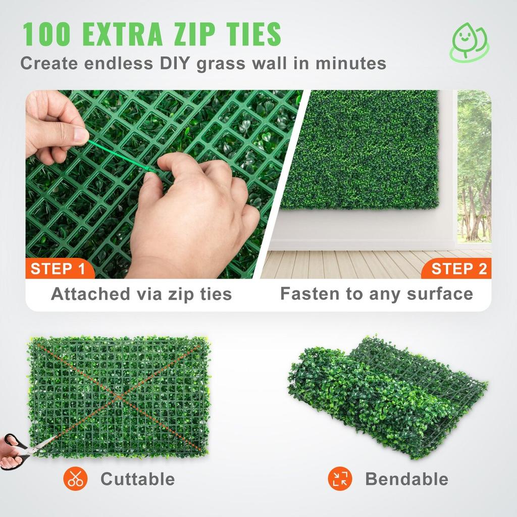 12pcs Artificial Boxwood Panel UV Boxwood Hedge Wall Panels Artificial Grass Backdrop Wall 24X16" 4cm Green Grass Wall Fake Hedge for Decor Privacy