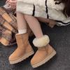 Damen-Winterstiefel, Größe L, weiche Sohle, warm, rutschfest, mit Fellfutter, gepolstert, gefüttert, knöchelhoch, rutschfest, aus Baumwolle