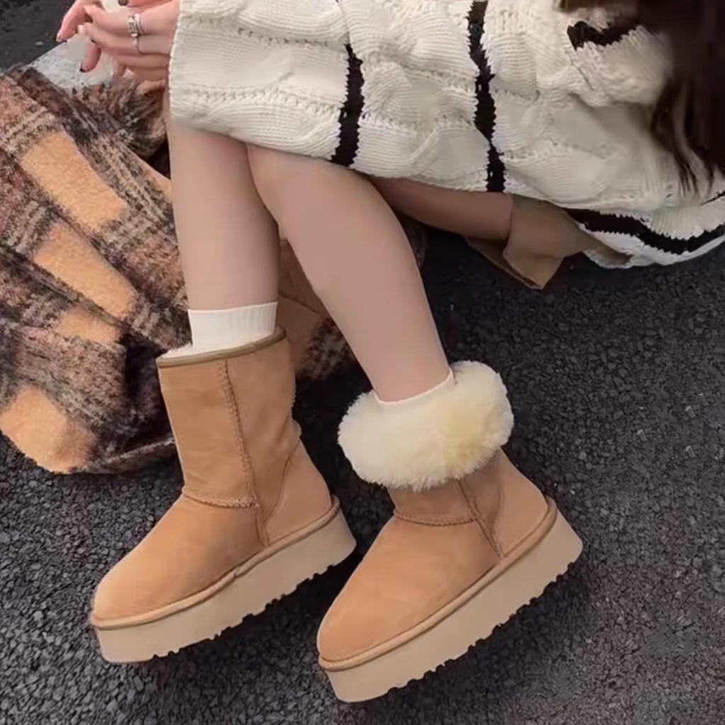 Damen-Winterstiefel, Größe L, weiche Sohle, warm, rutschfest, mit Fellfutter, gepolstert, gefüttert, knöchelhoch, rutschfest, aus Baumwolle