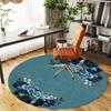 1pc Blue Roses Floral Round Chair mat office Area Rug - Non-Slip, Floor Mat for Office, Bedroom, and Indoor Decor p127247